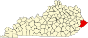 Map of Kentucky highlighting Pike County