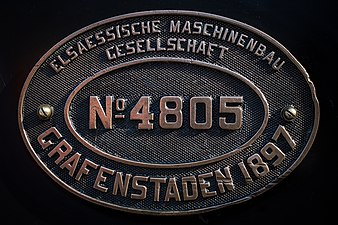 Builder's plate of EM-GG NR 4805.