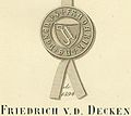 Seal of Friedrich von der Decken noted as Zackewolde in a document dated 1394. This is the oldest seal of the family. (copied).[8]