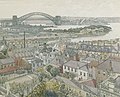 Sydney Ure Smith (1937) Harbour Bridge from Potts Point, pencil, watercolour on ivory wove paper 46.5 x 57.5 cm Art Gallery of New South Wales
