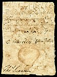 North Carolina colonial currency, 3 pounds sterling, 1729 (obverse)