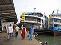 Large launches waiting at Sadarghat on the Buriganga for different destinations in Bangladesh