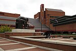 The British Library, piazza, boundary wall and railings to Ossulston Street, Euston Road and Midland Road