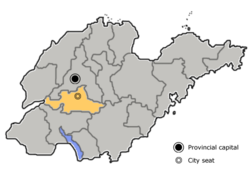 Location of Tai'an City jurisdiction in Shandong