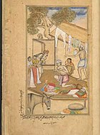 A page inscribed "Daud, brother of Daulat", in the Razmnamah (British Library, Or. 12076), c. 1599