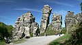 Image 14 Externsteine Photo credit: Daniel Schwen The Externsteine, a distinctive rock formation located in the Teutoburger Wald region of northwestern Germany, are a popular tourist attraction. Stairs and a small bridge connecting two of the rocks lead to the top.