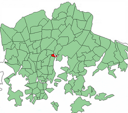 Position of Vanhakaupunki within Helsinki