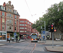 Tram stop looking north, showing tram only signs