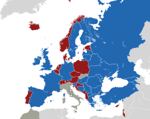 A coloured map of the countries of Europe