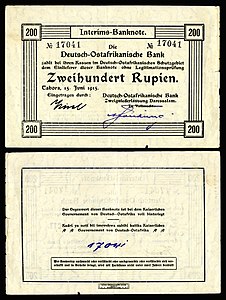 Two-hundred German East African rupie, by the Deutsch-Ostafrikanische Bank
