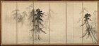 松林図 屏风（英语：Shōrin-zu byōbu） 的右部，长谷川等伯，公元1539–1610年，日本