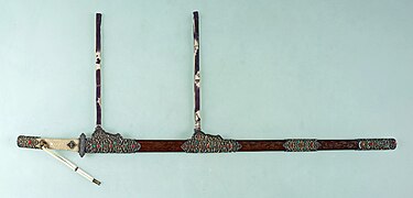 Kara-tachi sword with gilded silver fittings and inlay, imitation made in the 19th century, by Sōkichi Tamura.