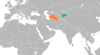 Location map for Kyrgyzstan and Turkmenistan.