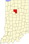 Cass County's location in Indiana