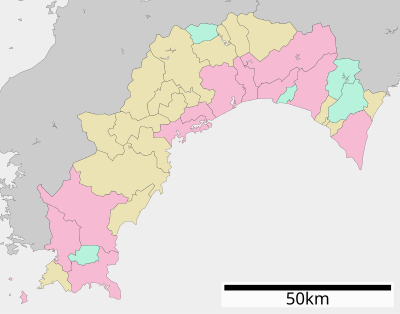 日本都道府县内自治体位置图/高知县在高知县的位置