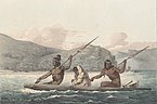 Ohlone Indians in a Tule Boat in the San Francisco Bay, 1816, published 1822