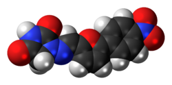 Space-filling model of the dantrolene molecule