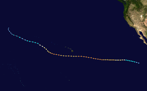 根据萨菲尔-辛普森飓风风力等级的强度绘制的风暴路径图