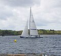 Round Lidingö Race 2009. Hyundai a type Super Maxi 100 boat at the finishing line.