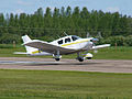 Piper PA-28 Cherokee in the landing flare