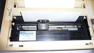 Large ink ribbon cartridge installed in a dot-matrix printer