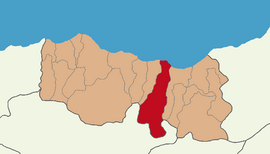 Map showing Araklı District in Trabzon Province