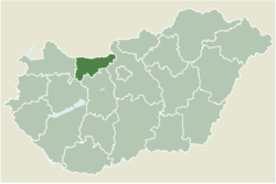 Location of Komárom-Esztergom county in Hungary