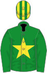 Green, yellow star, striped cap