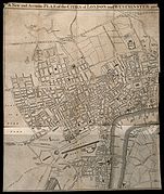 Marylebone Lane (upper left) on a 1764 map when it was on the fringes of London