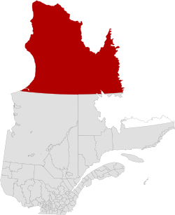 Nunavik's location in Quebec, Canada.