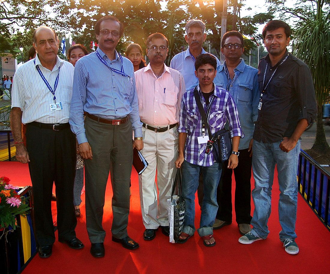 The Director, Mangesh Joshi, the Producer, P.P. Nath, the Child Actor, Madan Deodhar and the Actor Chittranjan Giri on the red carpet, during the 42nd International Film Festival of India (IFFI-2011), in Panaji.jpg