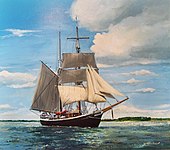 Painting of sailing ship.