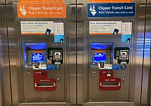 Two BART Clipper card machines