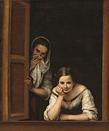 巴托洛梅·埃斯特班·穆里罗的《窗口的女人（意大利语：Galiziane alla finestra）》，125.1 × 104.5cm，约作于1655－1660年，来自乔瑟夫·尔利·韦德纳的收藏。[46]