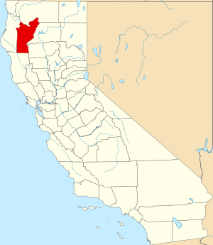 Map of California highlighting Trinity County