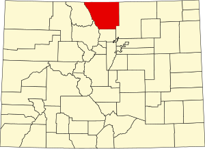 Map of Colorado highlighting Larimer County