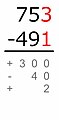 The smaller number is subtracted from the greater: 3 − 1 = 2 Because the minuend is greater than the subtrahend, this difference has a plus sign.