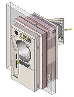 Illustration of a cylindrical-chamber pass-through autoclave