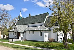 Belmont Anglican Church in Belmont, Manitoba, located in the Rural Municipality of Prairie Lakes