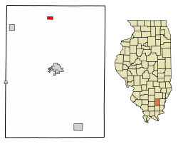 Location of Belle Prairie City in Hamilton County, Illinois.