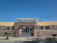Façade of Hospital Luis Agote. This aging building is the main hospital of public assistance in the Llanos Riojanos. Its name commemorates Argentina's name physician Luis Agote.