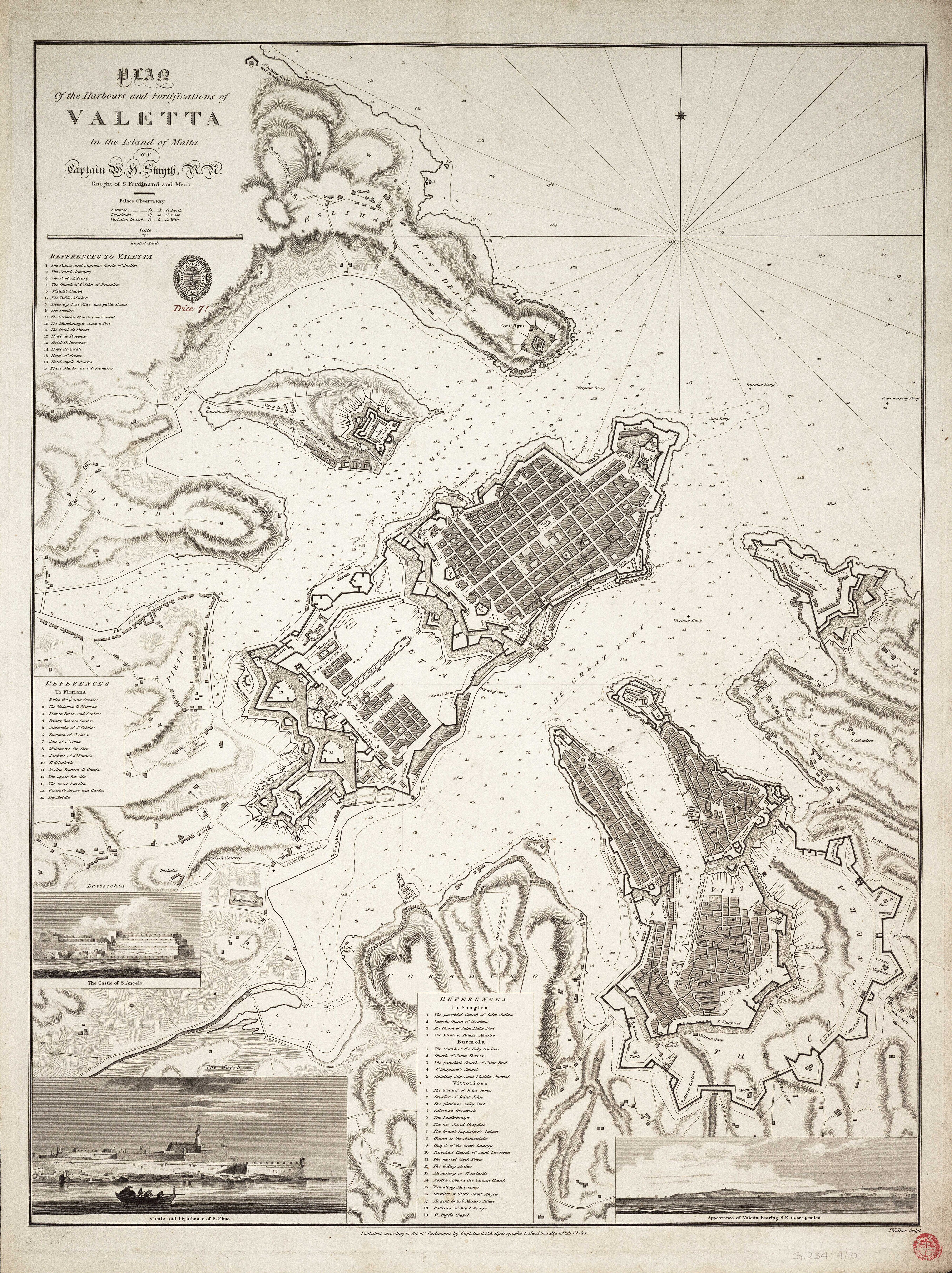 The Ospizio as depicted on an 1831 map, labelled as an "Asylum for Lunatics"