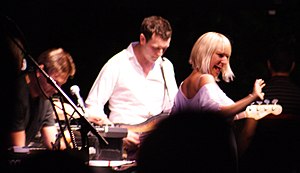 (L–R) Band members Henry Binns and Sam Hardaker, with frequent collaborator Sia