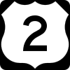 A U.S. road shield bearing the number 2