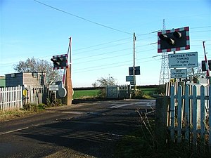 A double-track level crossing over a minor road