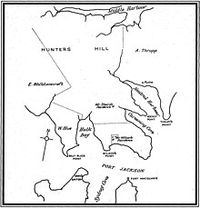 Early map of the Kirribilli area showing an area marked Milson's residence