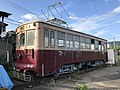 於站前靜態保存的前西鐵福岡市內線500形507號電車（2017年8月13日）