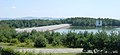 The dam holding back the reservoir