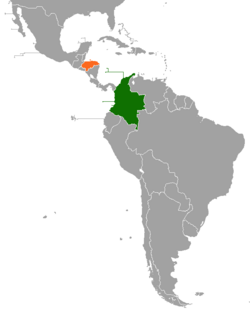 Map indicating locations of Colombia and Honduras