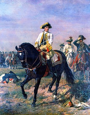 Painting of Austrian commander Ernst von Laudon on horseback, after the allied victory at Battle of Kunersdorf. Siegmund l'Allemand